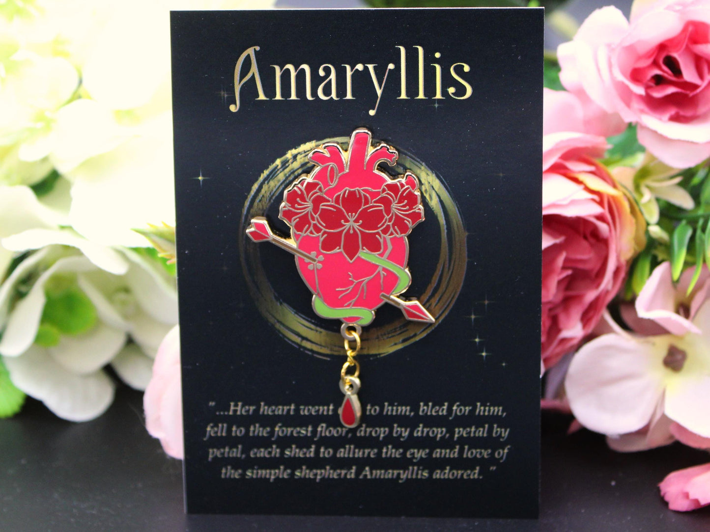 Amaryllis Heart Enamel Pin