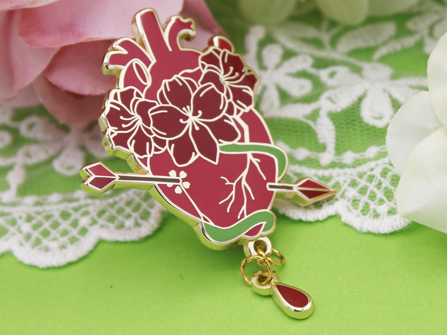 Amaryllis Heart Enamel Pin