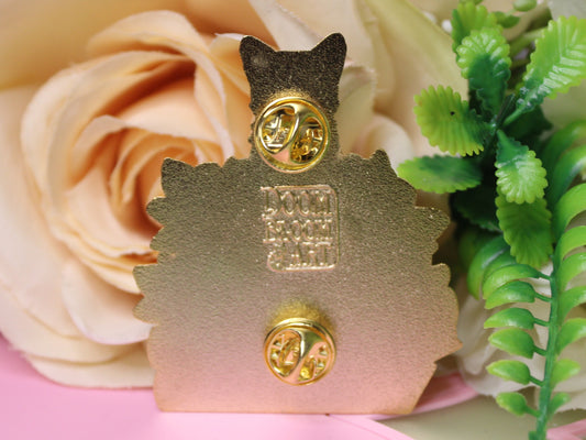 Black Cat on Book with Puns Hard Enamel Pin