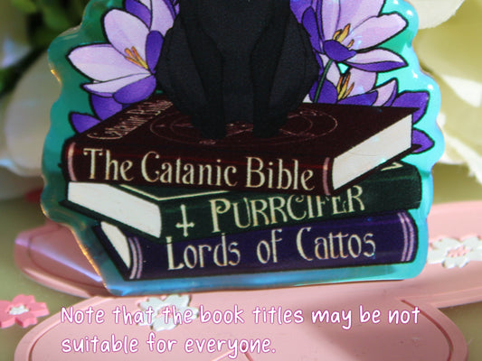 Black Cat with Book Puns Charm