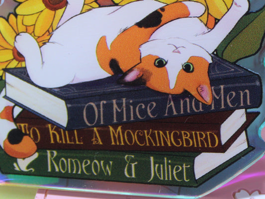 Calico Cat with Book Puns Charm