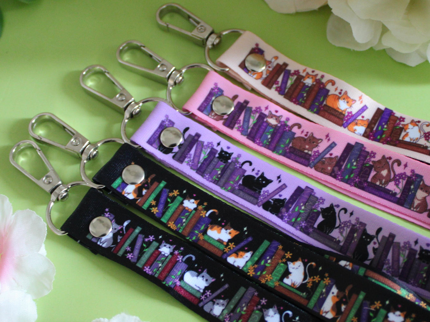 Cats and Books Lanyard (Five colorways)