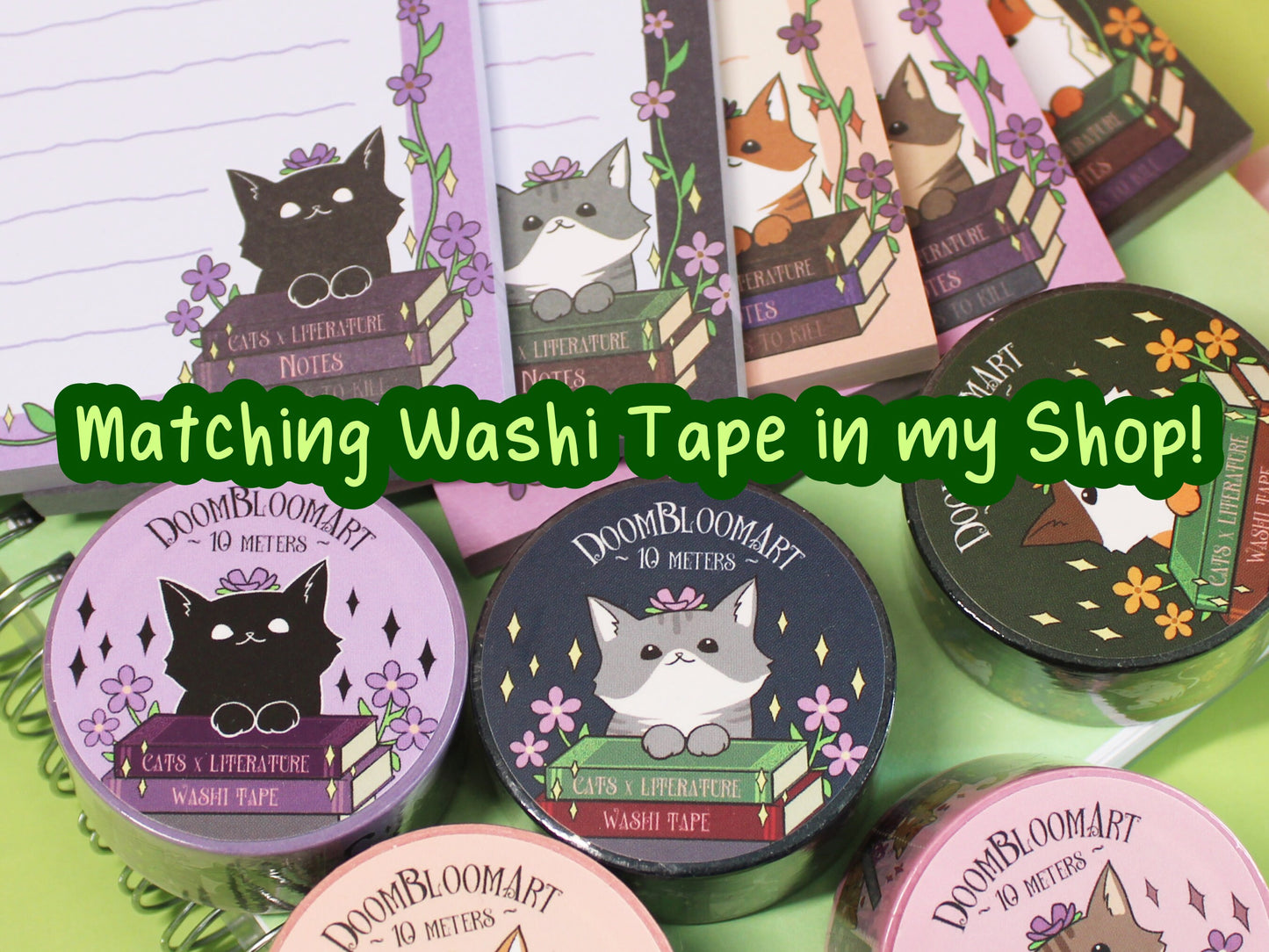 Cats and Books Sticky Notes with 50 Pages