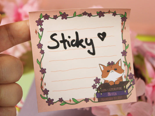 Cats and Books Sticky Notes with 50 Pages