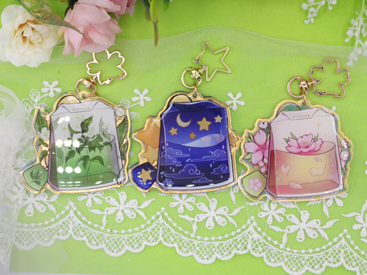 Green Tea Bag Acrylic Charm