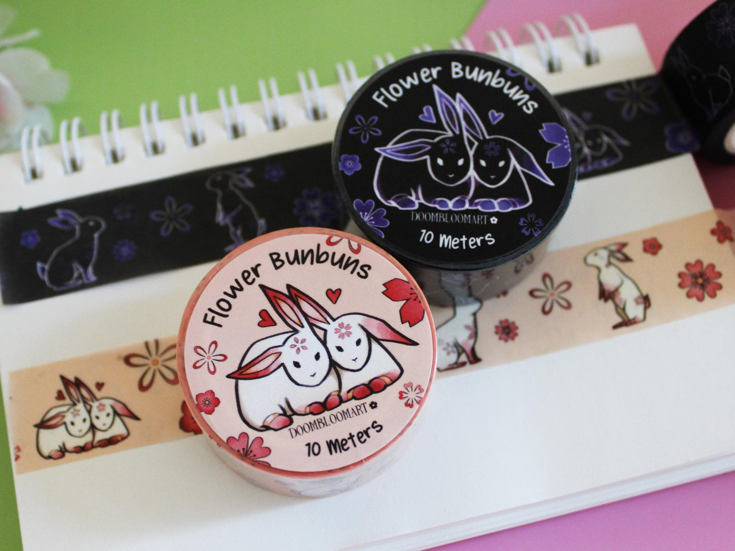 Kawaii Bunny Washi Tapes - Black or Beige