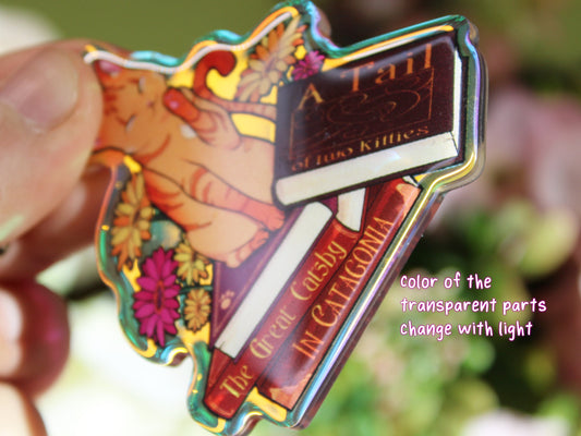 Orange Cat with Book Puns Charm