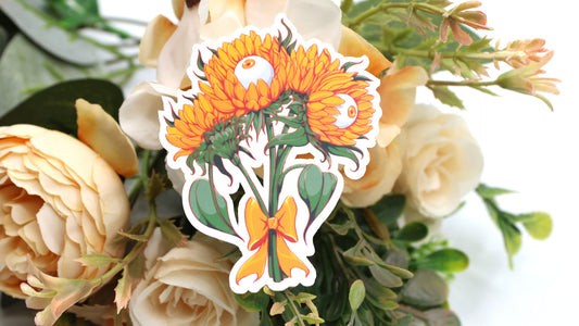 Sunflower bouquet with Eyes Vinyl Sticker