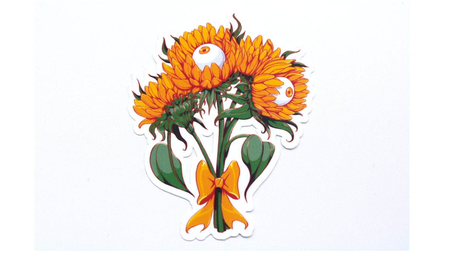 Sunflower bouquet with Eyes Vinyl Sticker