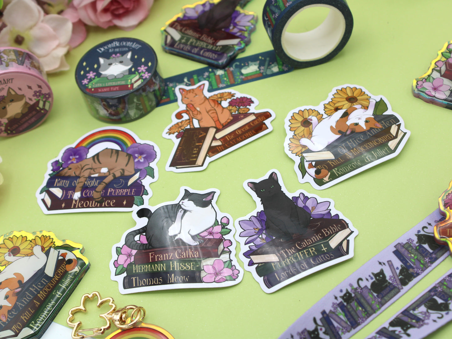 Tabby Cat, Books & Pride Puns Sticker