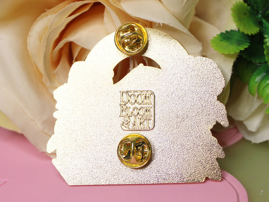 Tabby Cat on Book with Puns and Rainbow Hard Enamel Pin