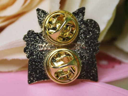 White Kitty on Book Hard Enamel Pin