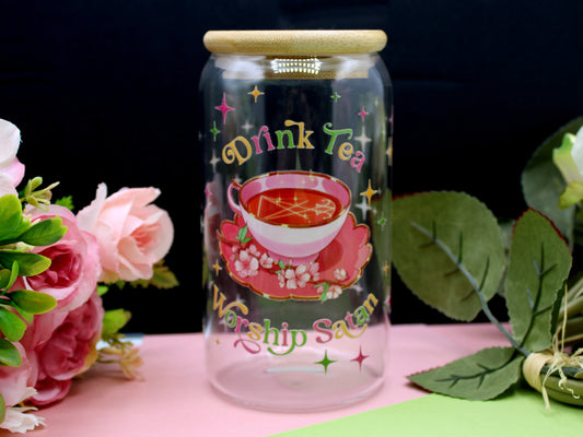 Drink Tea & Worship Satan Tumblers with Lid