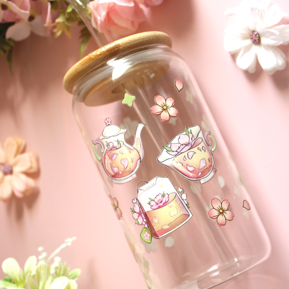 Sakura Tea Glass Tumbler