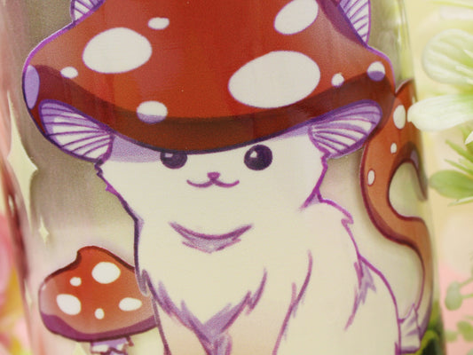 Meowshroom Glass Tumbler with lid