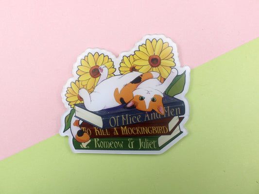 Calico Cat and Books Acrylic Fridge Magnet