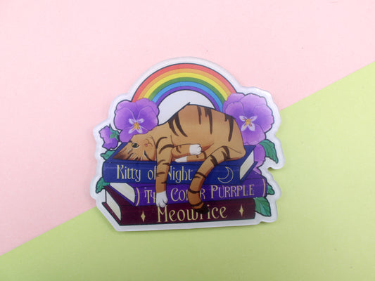 Tabby Cat and Books Acrylic Fridge Magnet