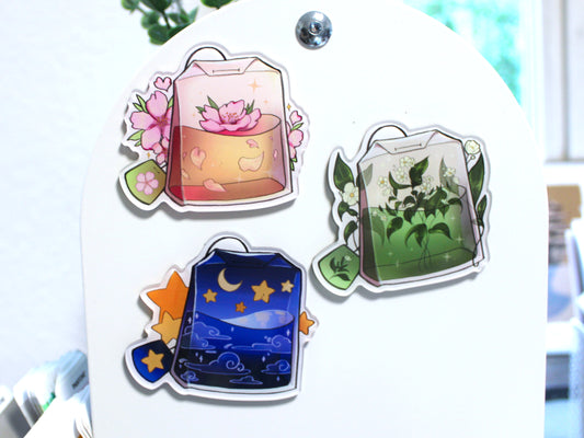 Cherry Blossom Tea Bag Acrylic Fridge Magnet