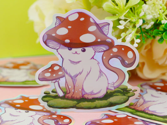 Holographic Meowshroom Sticker