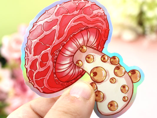 Netted Rhodotus Mushroom With Eyes Sticker