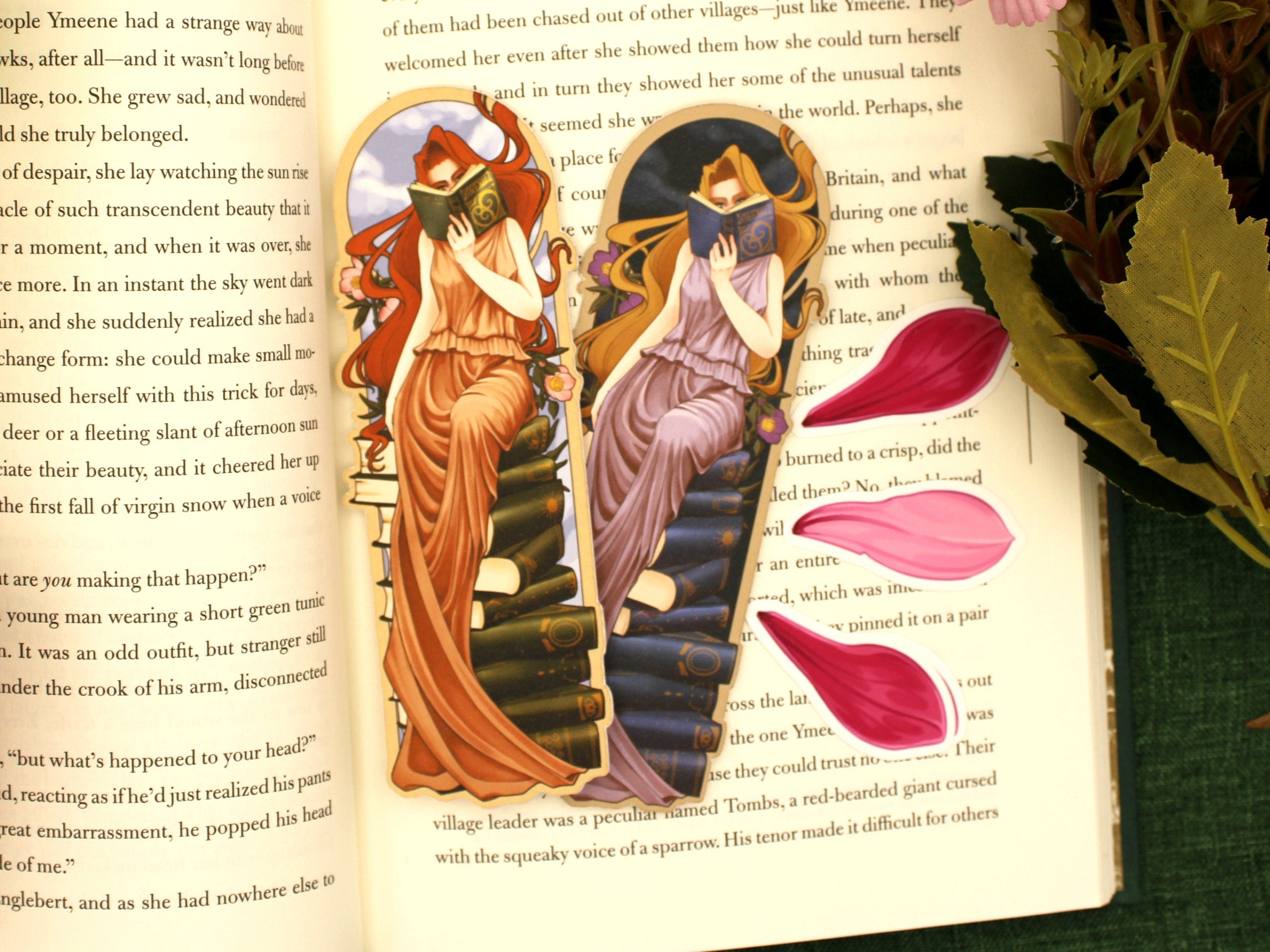 Art Nouveau Bookmark Set - Day & Night Reading Woman | DoomBloomArt ...