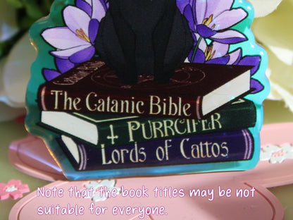 Black Cat with Book Puns Charm