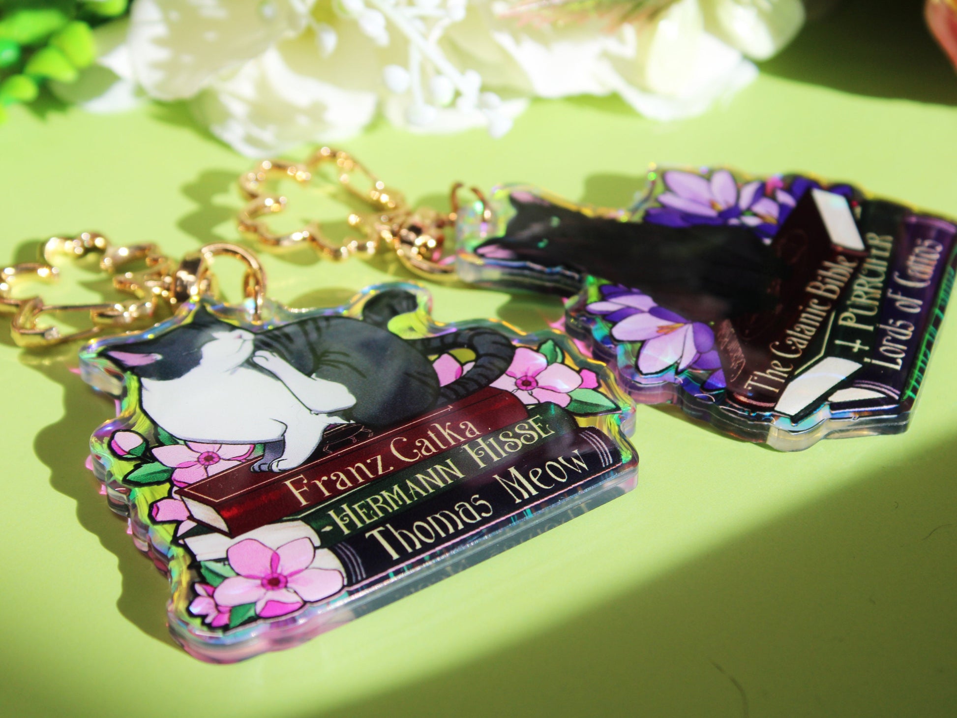 Black Cat with Book Puns Charm