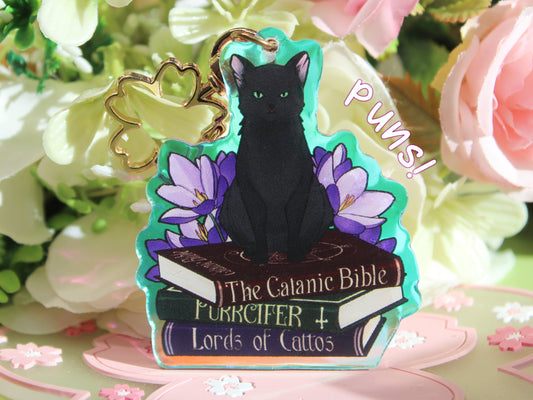 Black Cat with Book Puns Charm