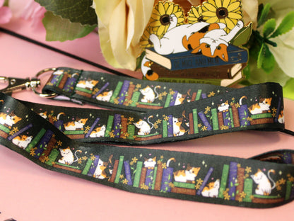 Cats and Books Lanyard (Five colorways)