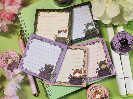 Cats and Books Sticky Notes with 50 Pages