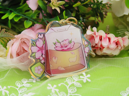 Cherry Blossom Tea Bag Acrylic Charm