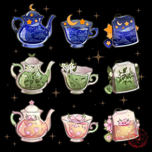 Cherry Blossom Tea Pot Stickers