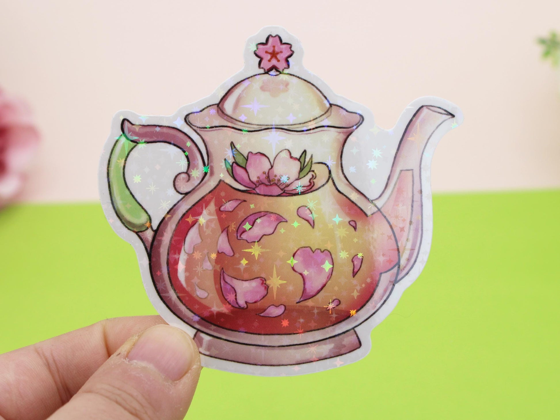 Cherry Blossom Tea Pot Stickers