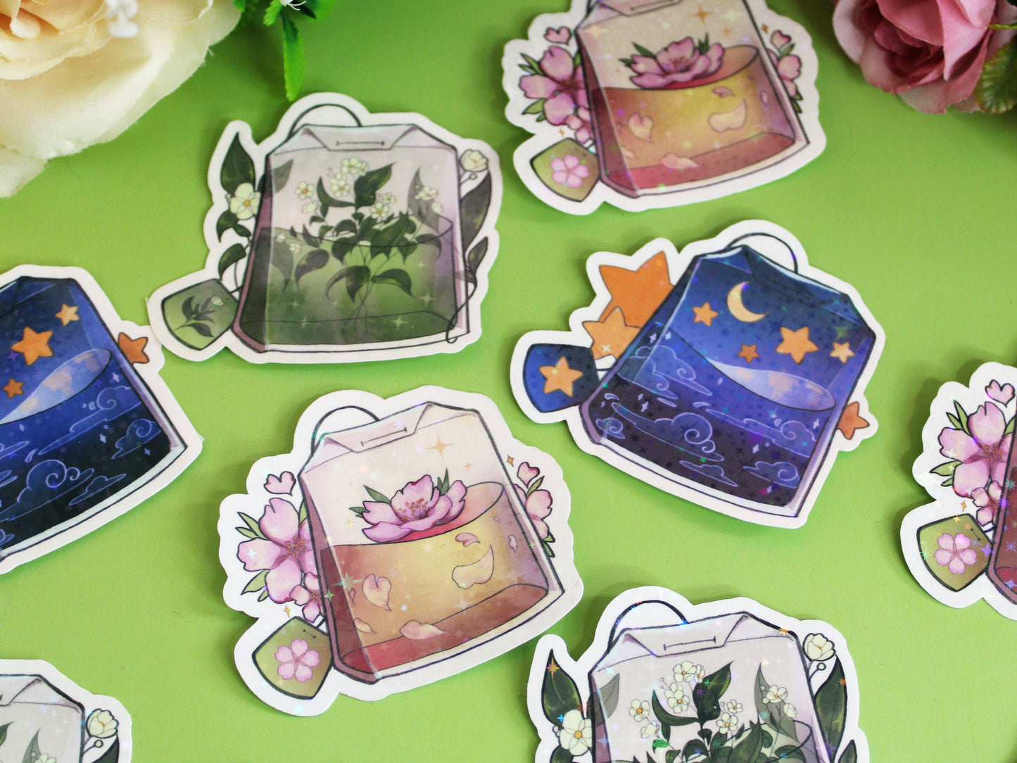 Flower Tea Bag Stickers