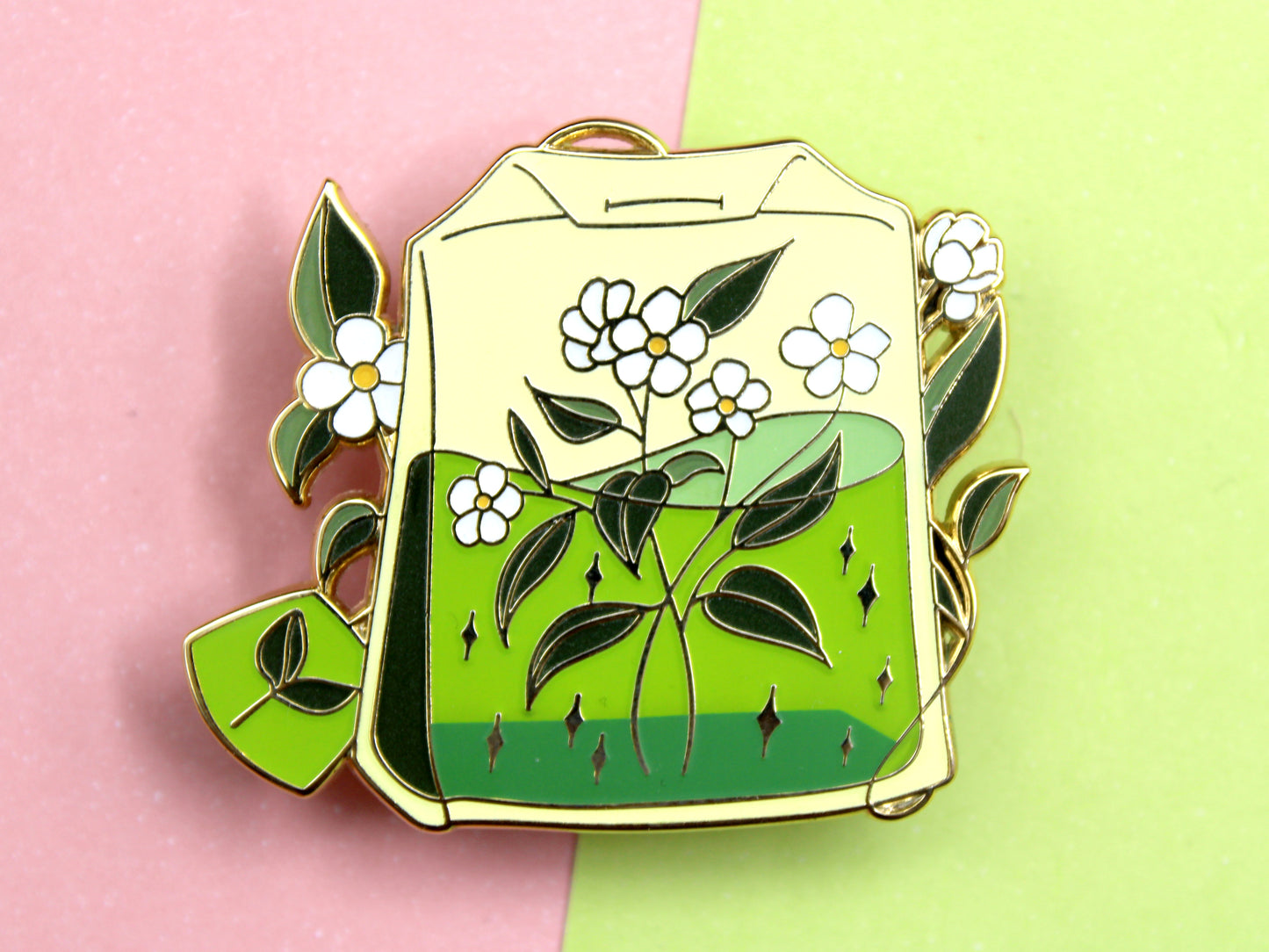 Green Tea Bag Enamel Pin
