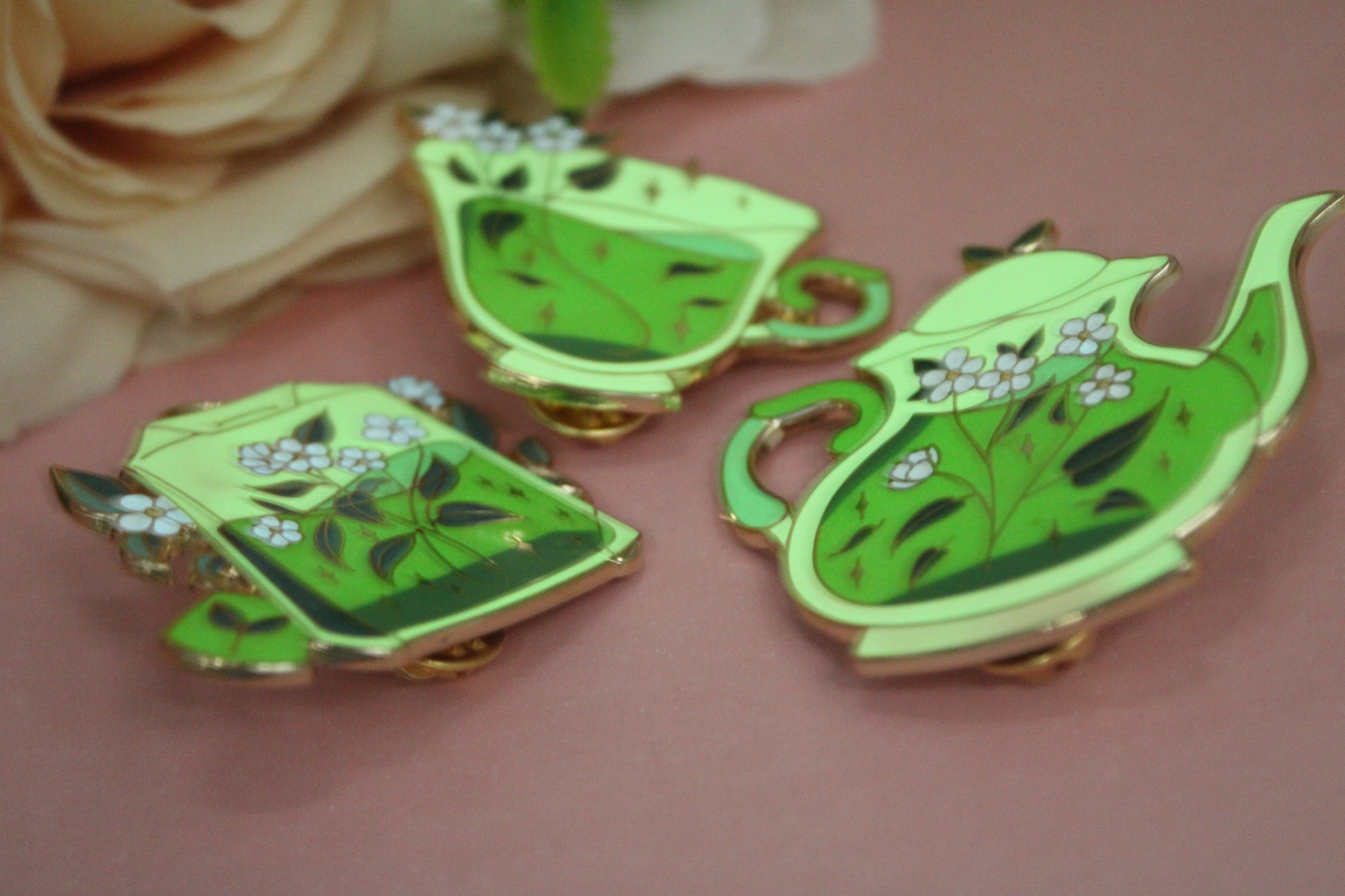 Green Tea Cup Enamel Pin