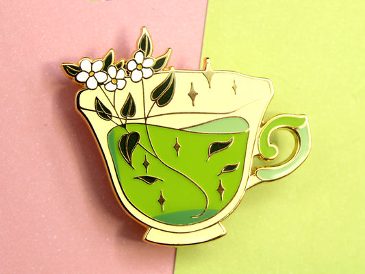 Green Tea Cup Enamel Pin