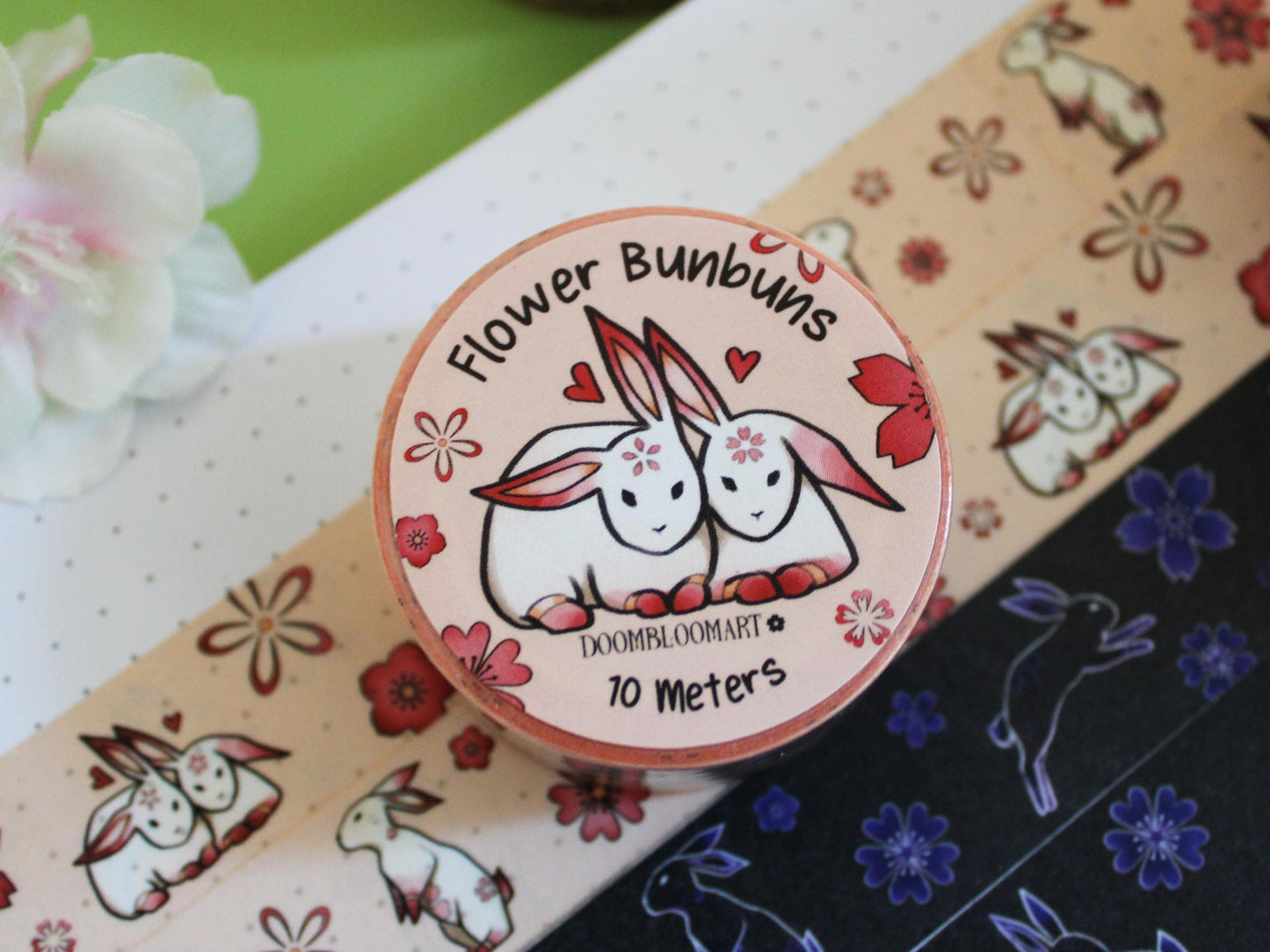 Kawaii Bunny Washi Tapes - Black or Beige