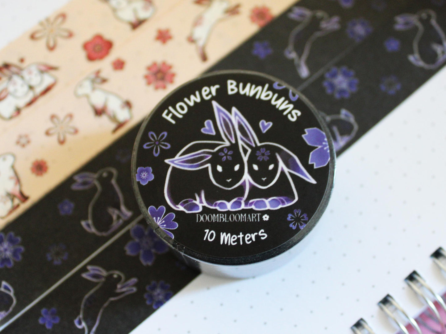 Kawaii Bunny Washi Tapes - Black or Beige
