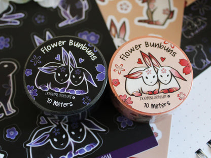 Kawaii Bunny Washi Tapes - Black or Beige