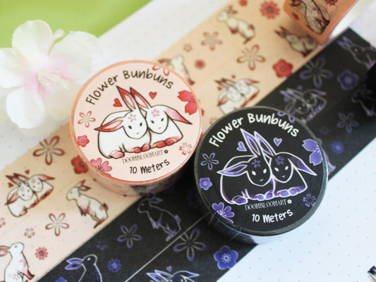 Kawaii Bunny Washi Tapes - Black or Beige