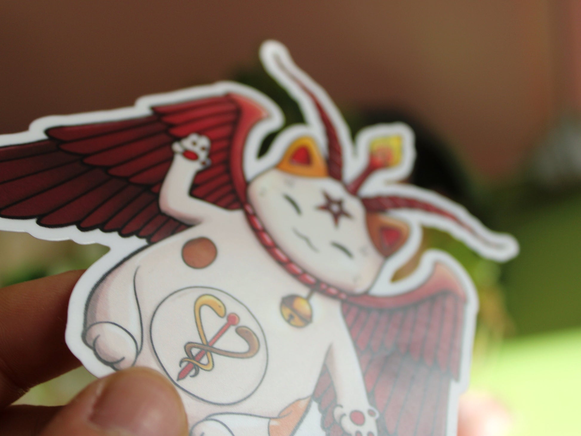 Maneki-Baphomet Matte Vinyl Sticker