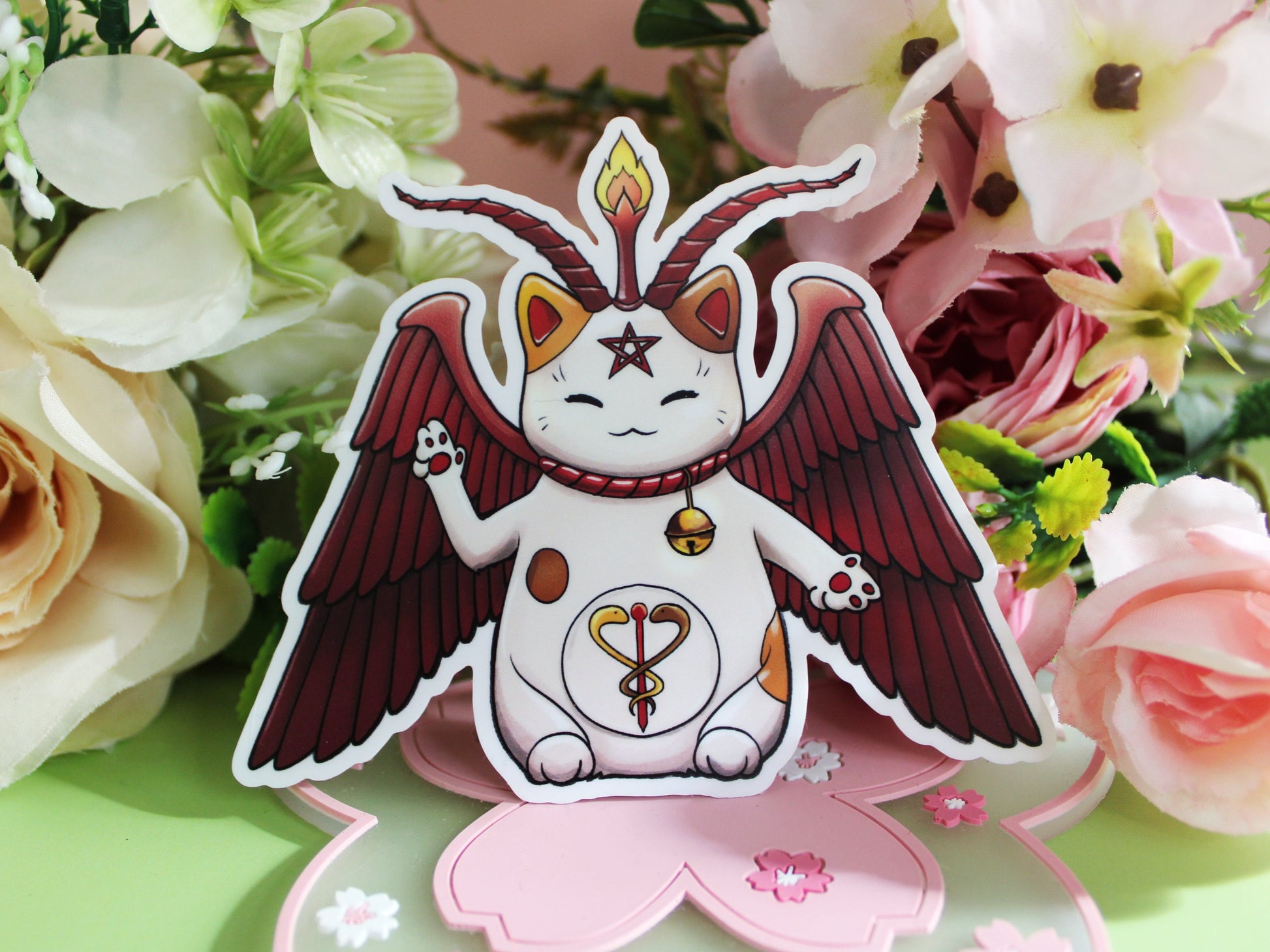 Maneki-Baphomet Matte Vinyl Sticker