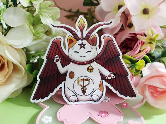 Maneki-Baphomet Matte Vinyl Sticker