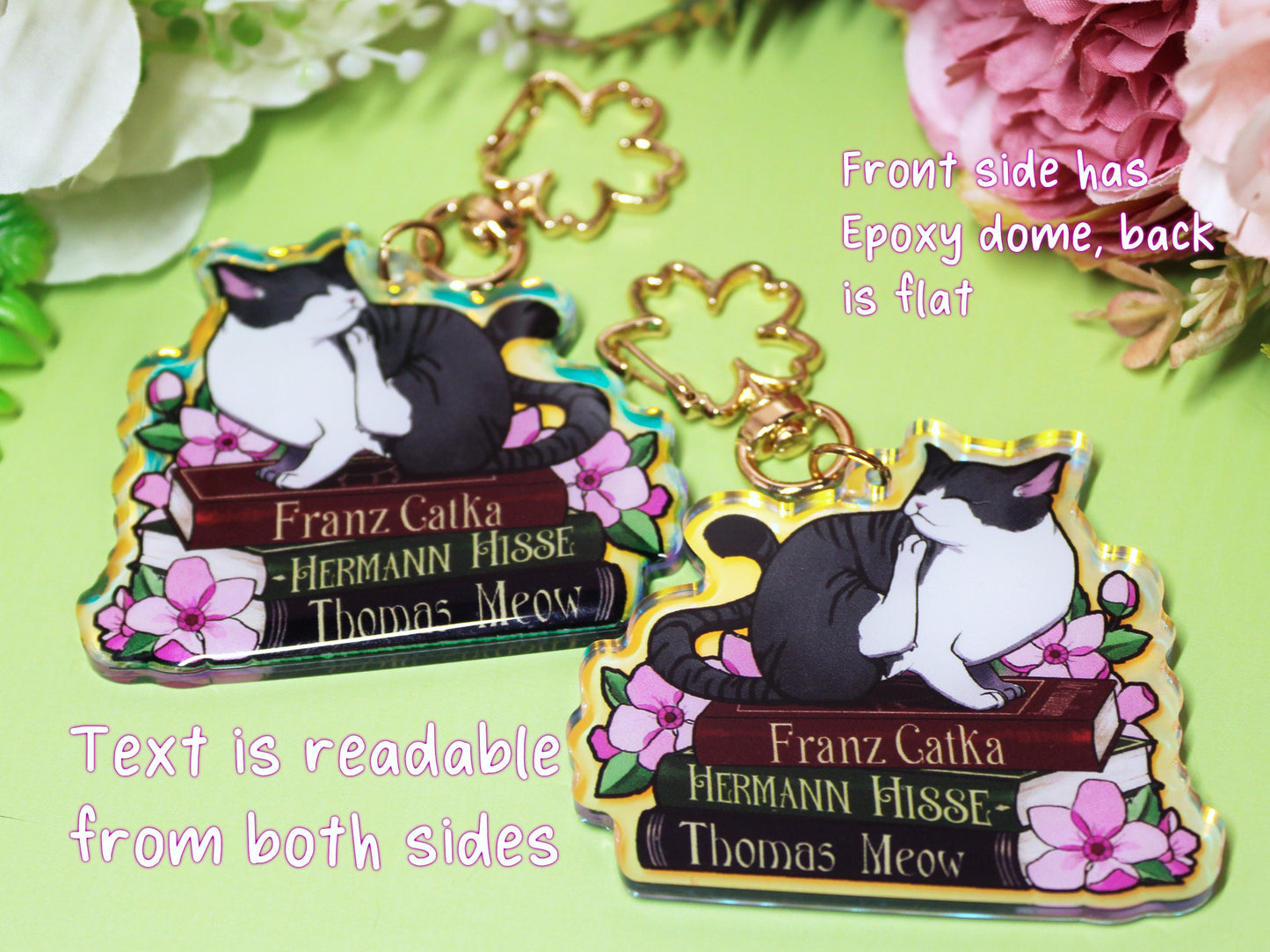 Orange Cat with Book Puns Charm