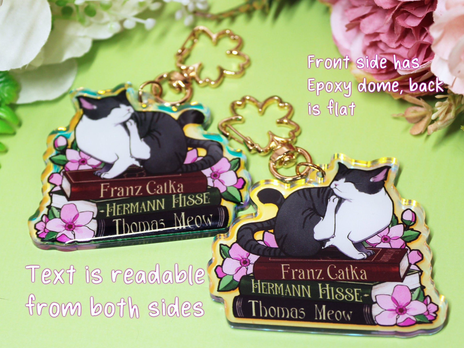 Orange Cat with Book Puns Charm