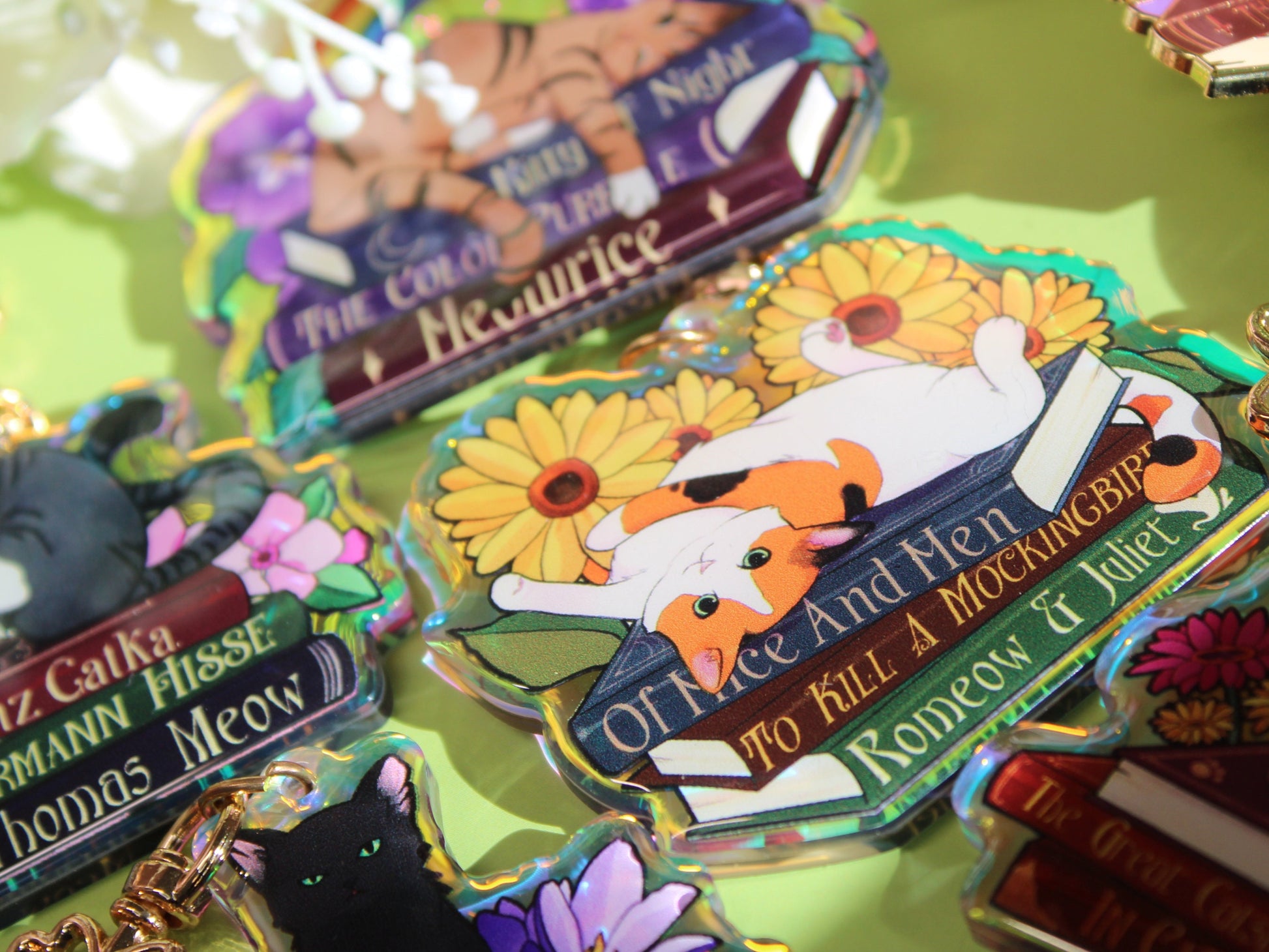 Orange Cat with Book Puns Charm