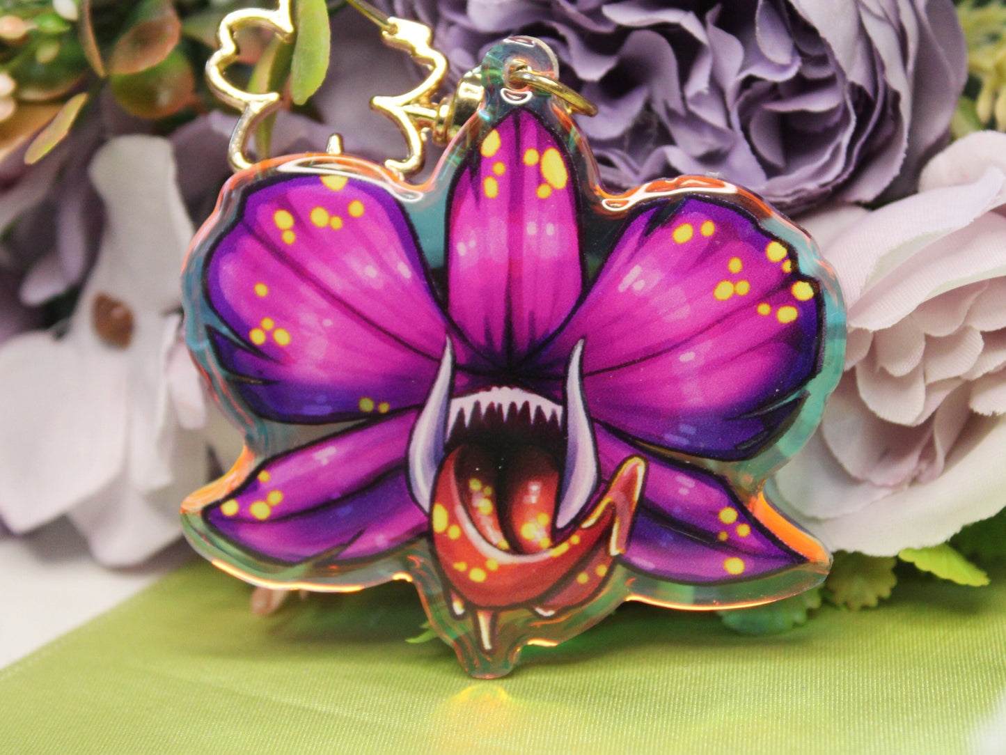 Orchids with Eyes or Teeth Acrylic Charm