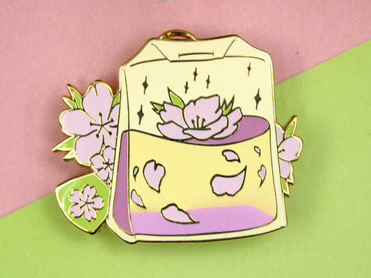 Sakura Tea Bag Enamel Pin