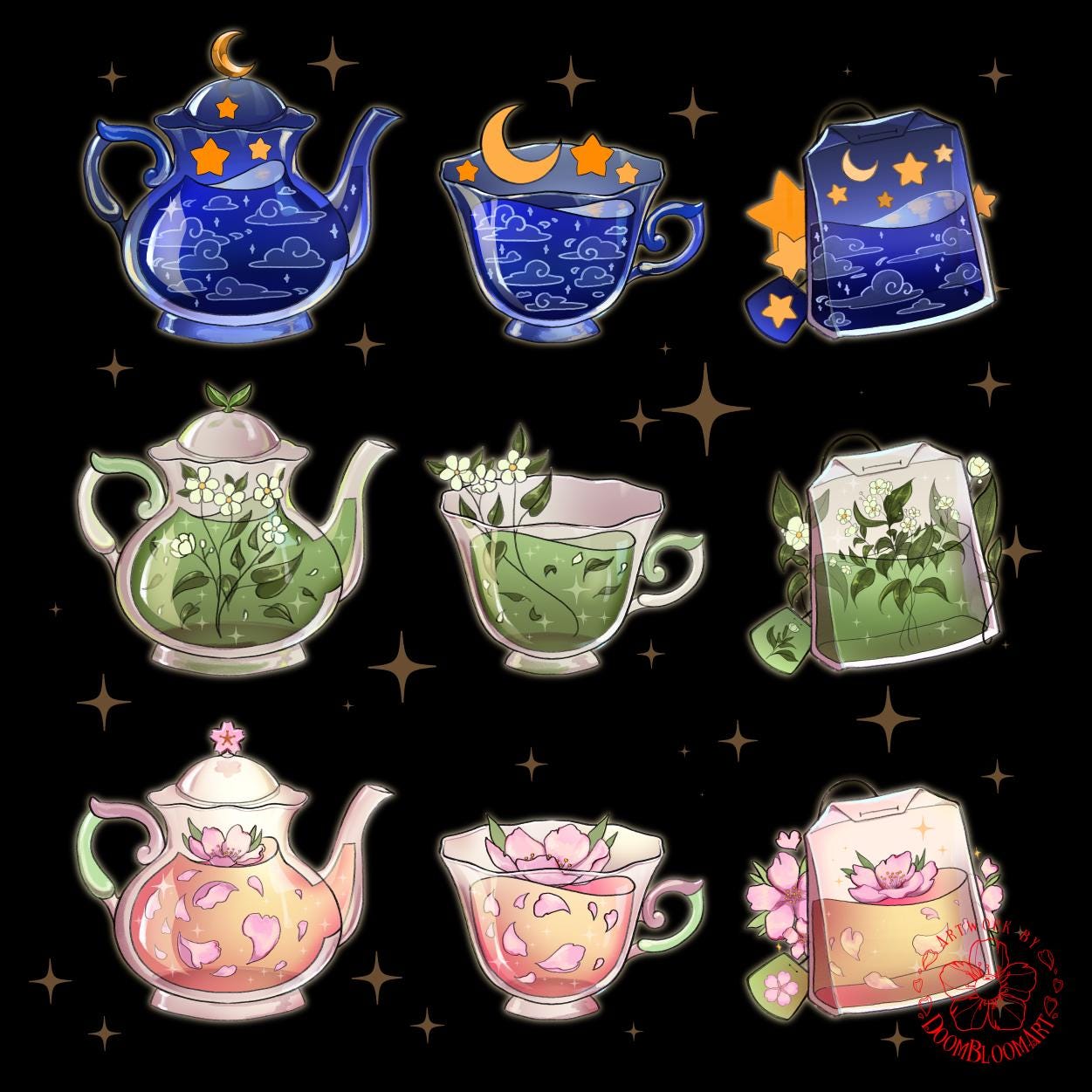 Starry Night Tea Bag Stickers